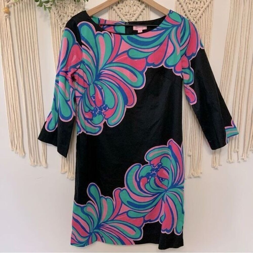 LILLY PULITZER Shauna Tunic Dress Black Novelty Big Bang Size 6